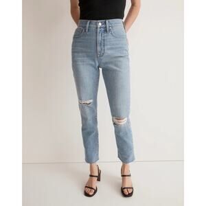 Madewell Perfect Vintage Mom Jeans High Rise Ripped Knees Frayed Hem Womens 25